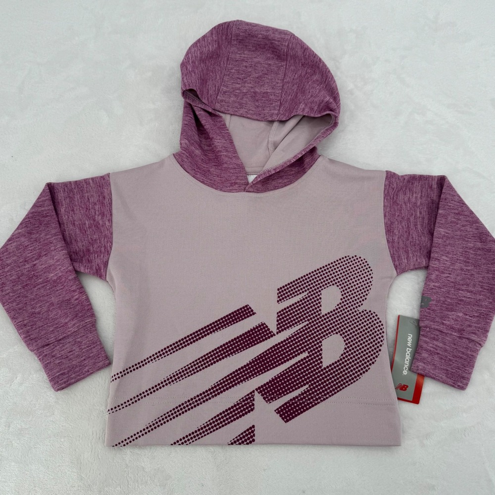 New Balance Girls Purple Heathered Logo Pullover Hoodie Sweatshirt Youth Size 4